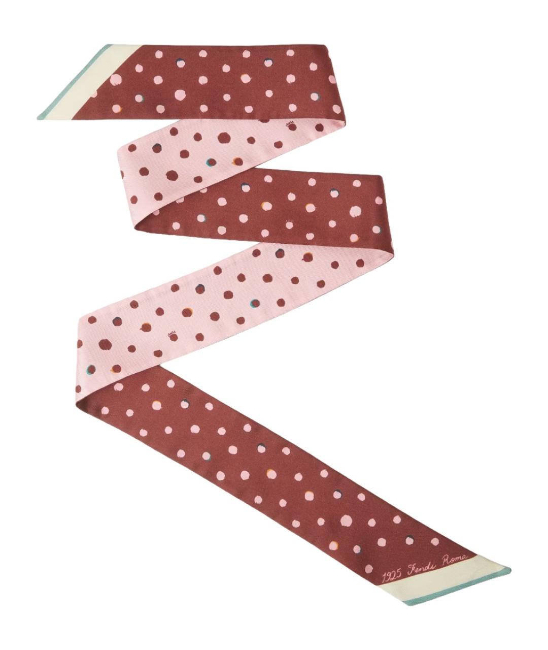 FENDI Красный шелковый шарф, фото 1