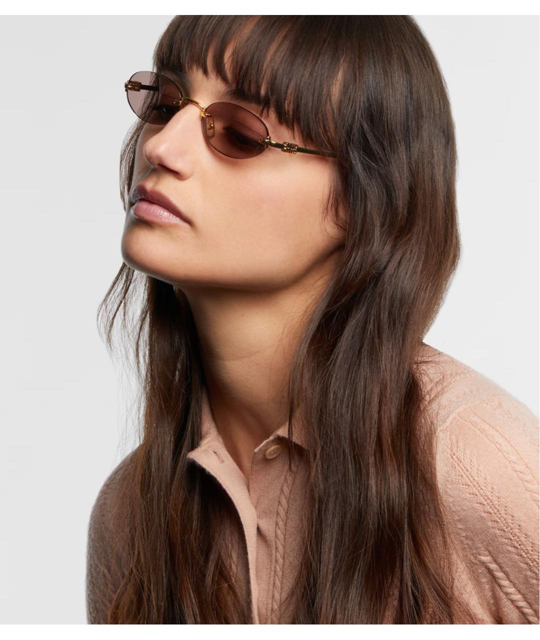 MIU MIU Золотые металлические солнцезащитные очки, фото 7