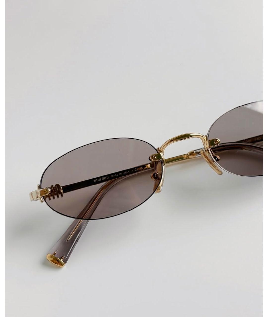 MIU MIU Золотые металлические солнцезащитные очки, фото 4