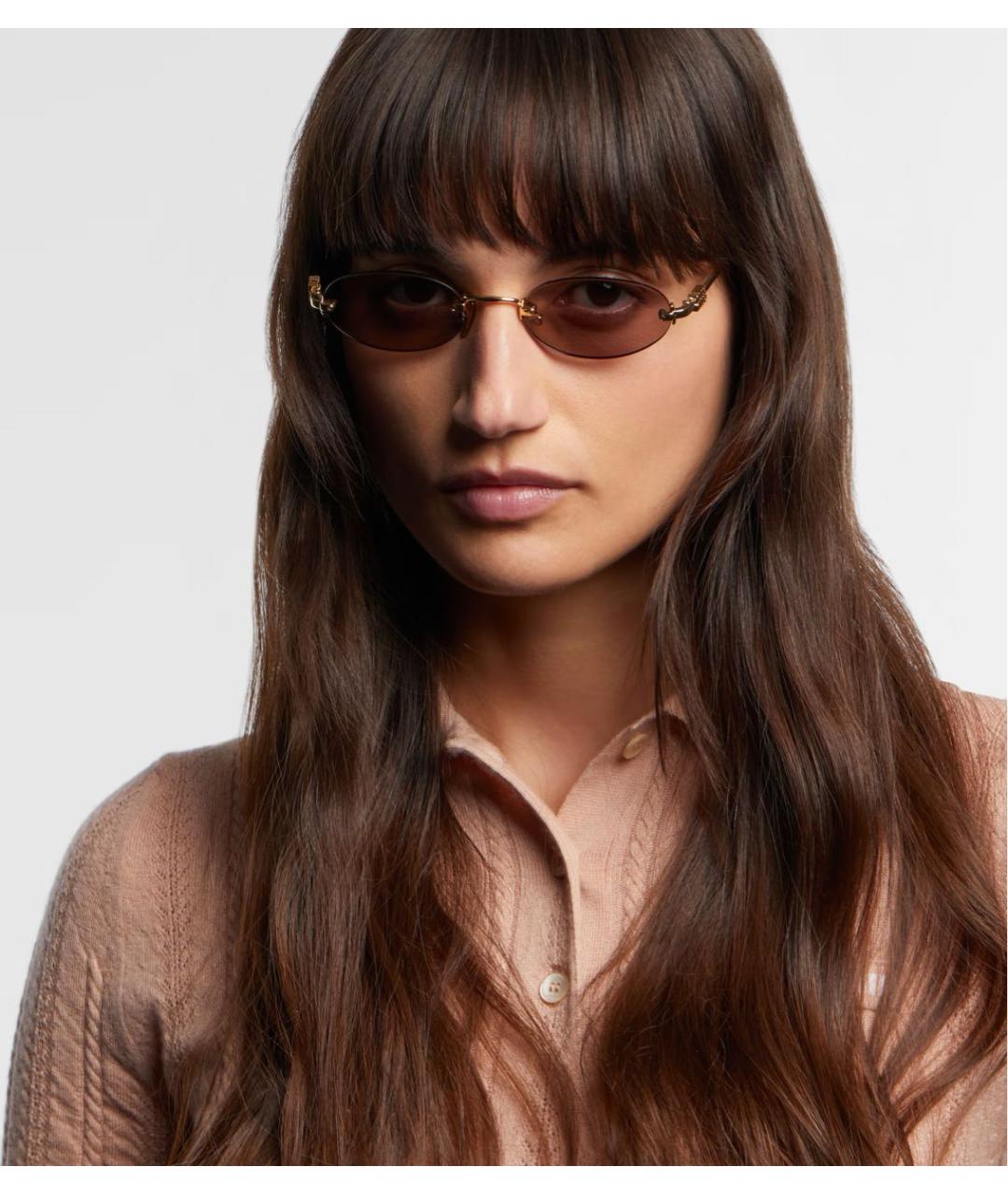 MIU MIU Золотые металлические солнцезащитные очки, фото 6