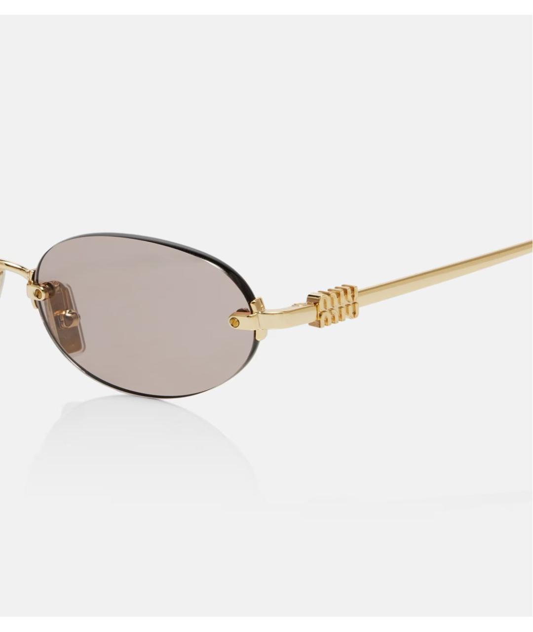 MIU MIU Золотые металлические солнцезащитные очки, фото 3