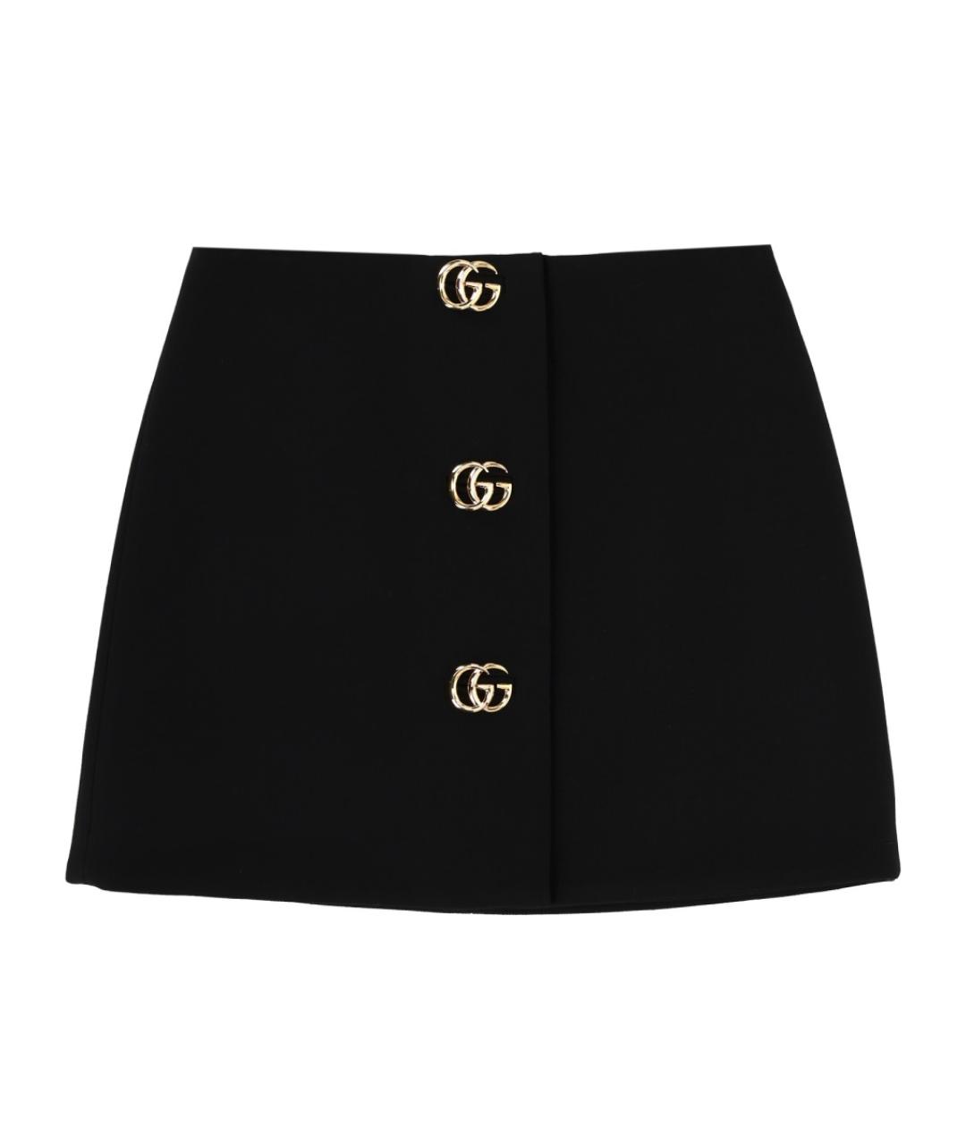 GUCCI Черная шерстяная юбка мини, фото 1