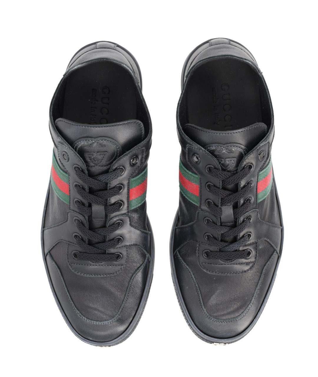 GUCCI Черные кожаные низкие кроссовки / кеды, фото 6