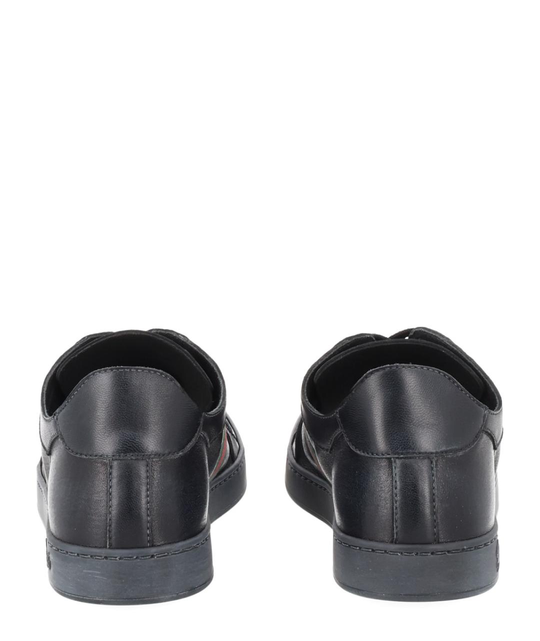 GUCCI Черные кожаные низкие кроссовки / кеды, фото 4