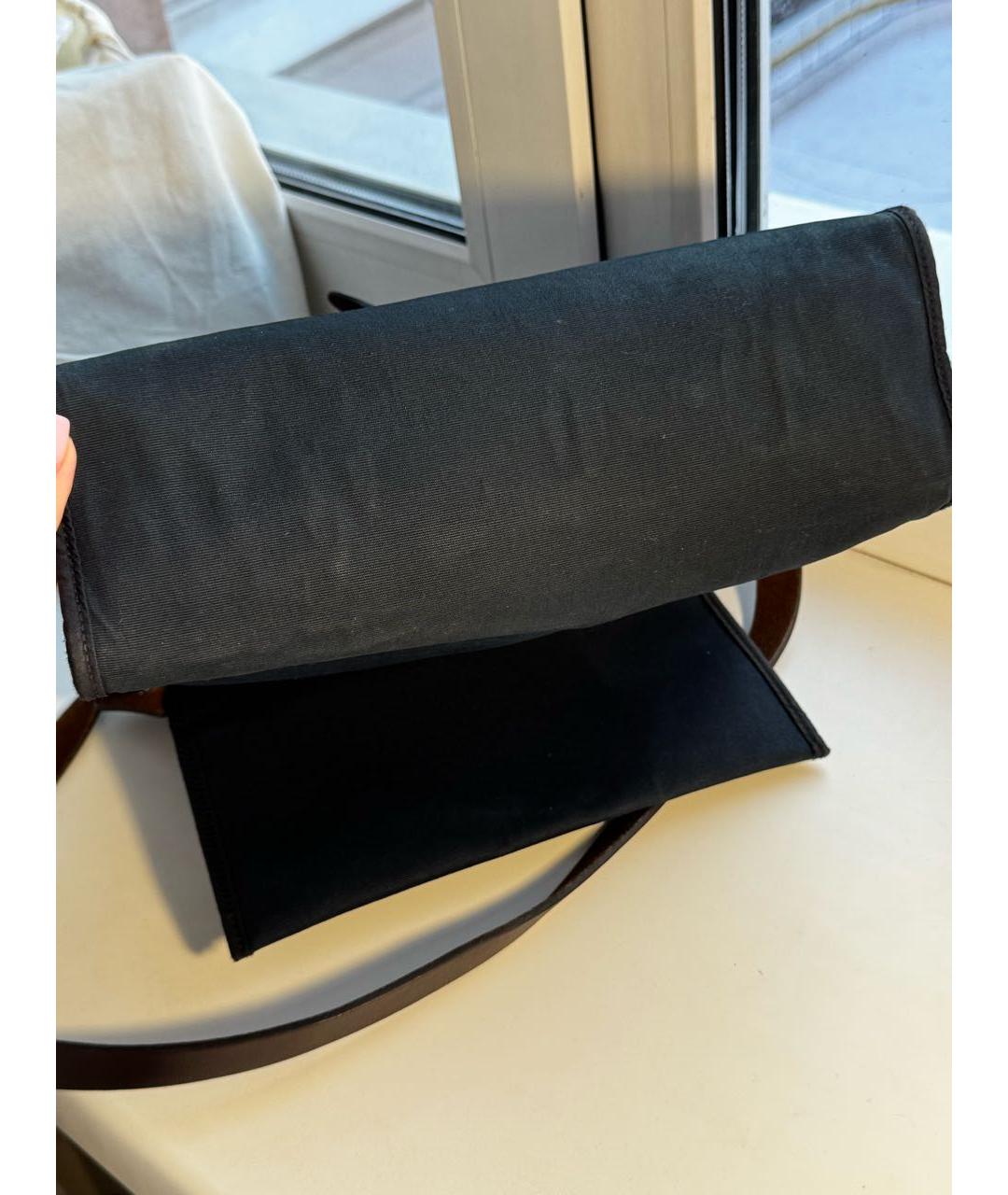 HERMES Темно-синяя тканевая сумка с короткими ручками, фото 7