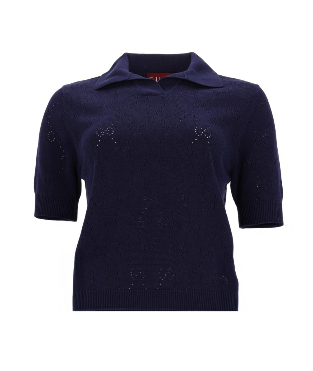 GUCCI Синяя шелковая блузы, фото 1