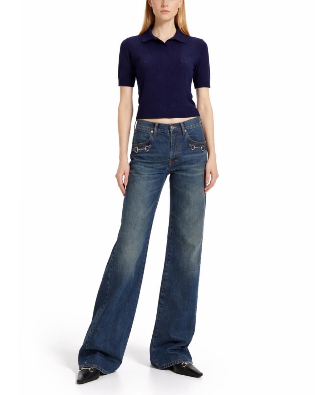 GUCCI Синяя шелковая блузы, фото 2