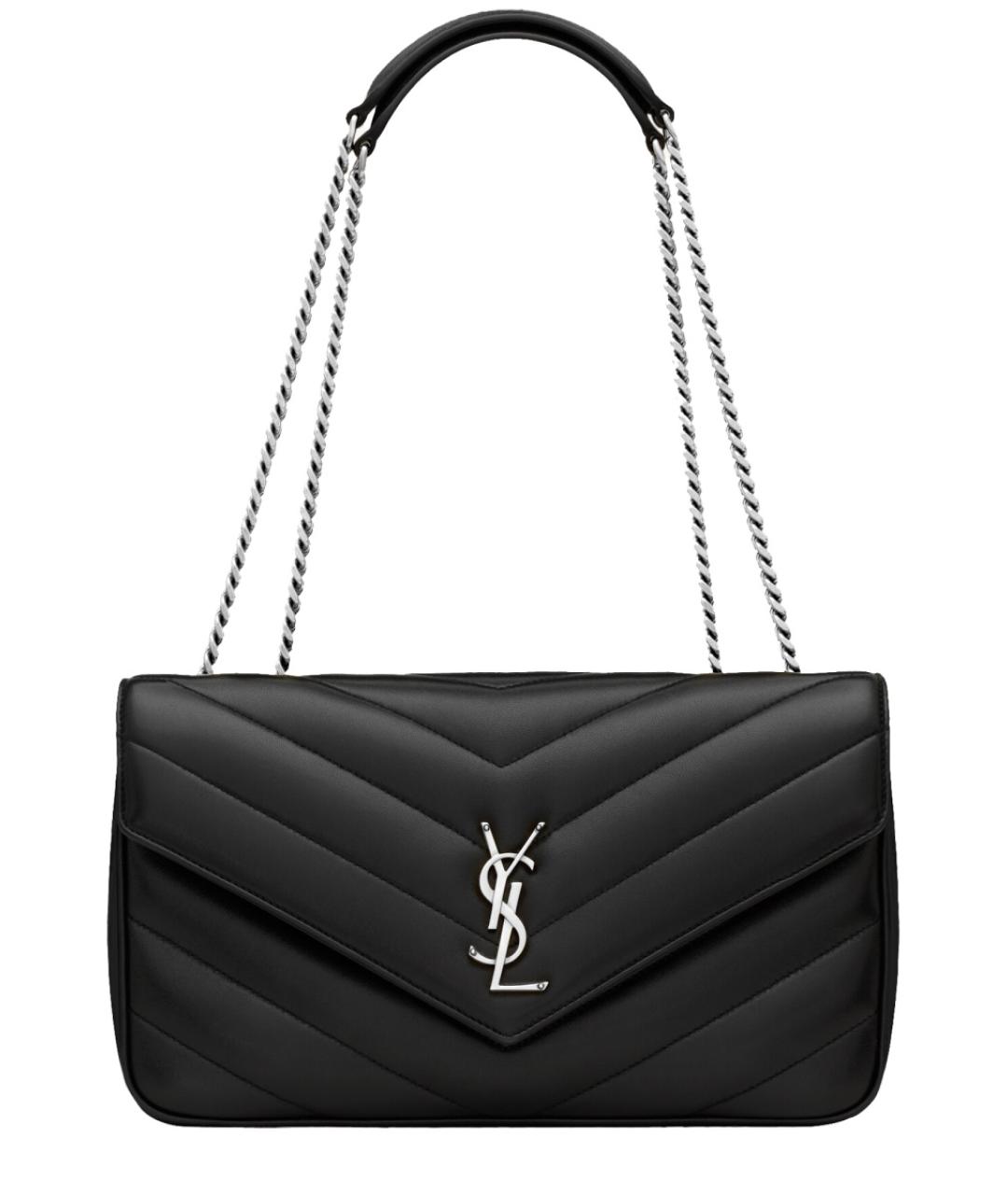 SAINT LAURENT Черная кожаная сумка через плечо, фото 1