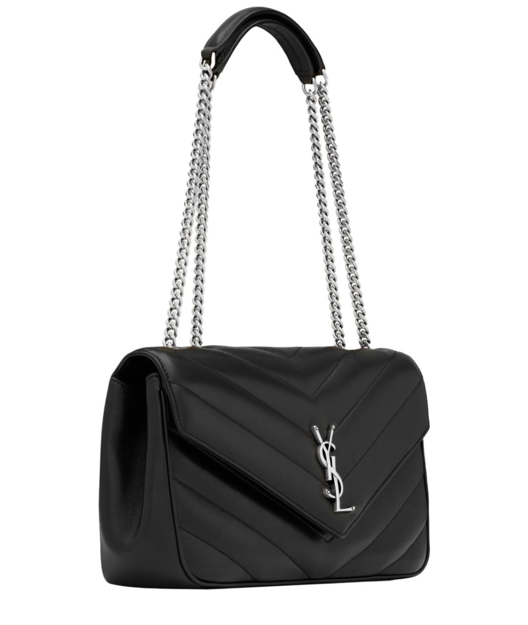 SAINT LAURENT Черная кожаная сумка через плечо, фото 2