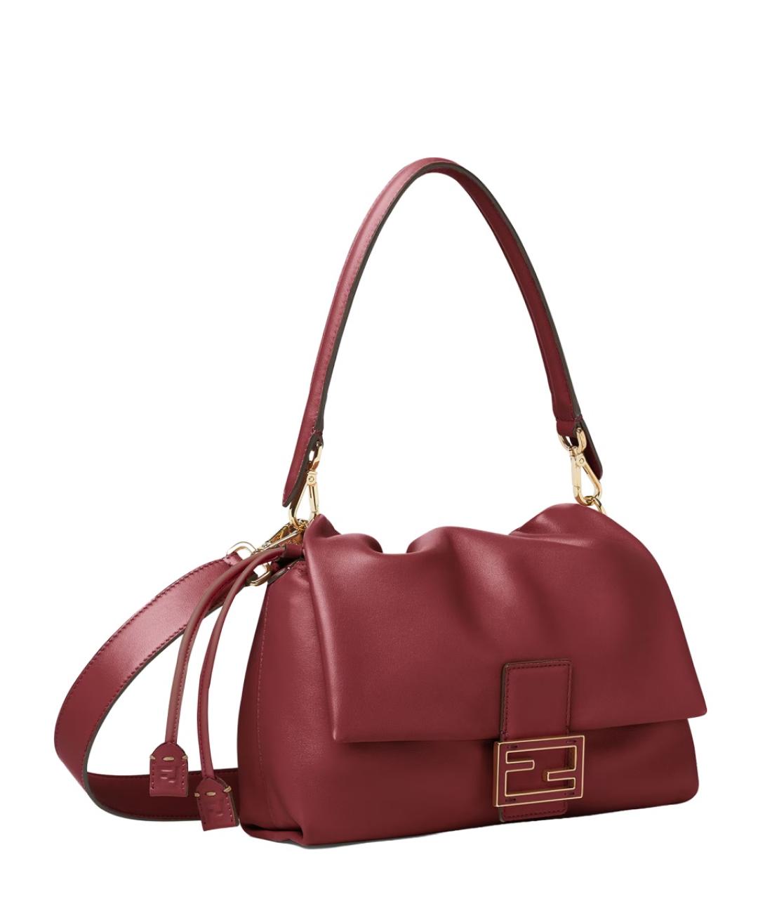 FENDI Бордовая кожаная сумка через плечо, фото 3