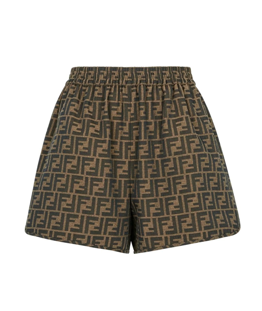 FENDI Коричневые полиэстеровые шорты, фото 2