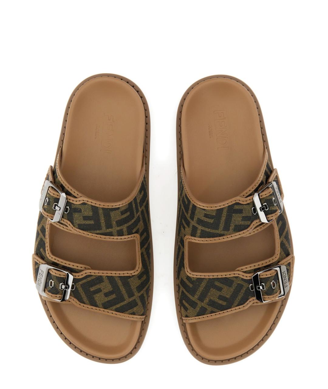 FENDI Коричневые кожаные сандалии, фото 6