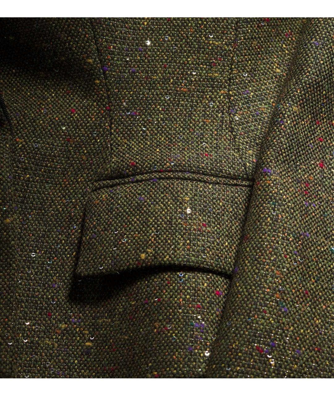 CHRISTIAN DIOR Хаки твидовый жакет/пиджак, фото 3