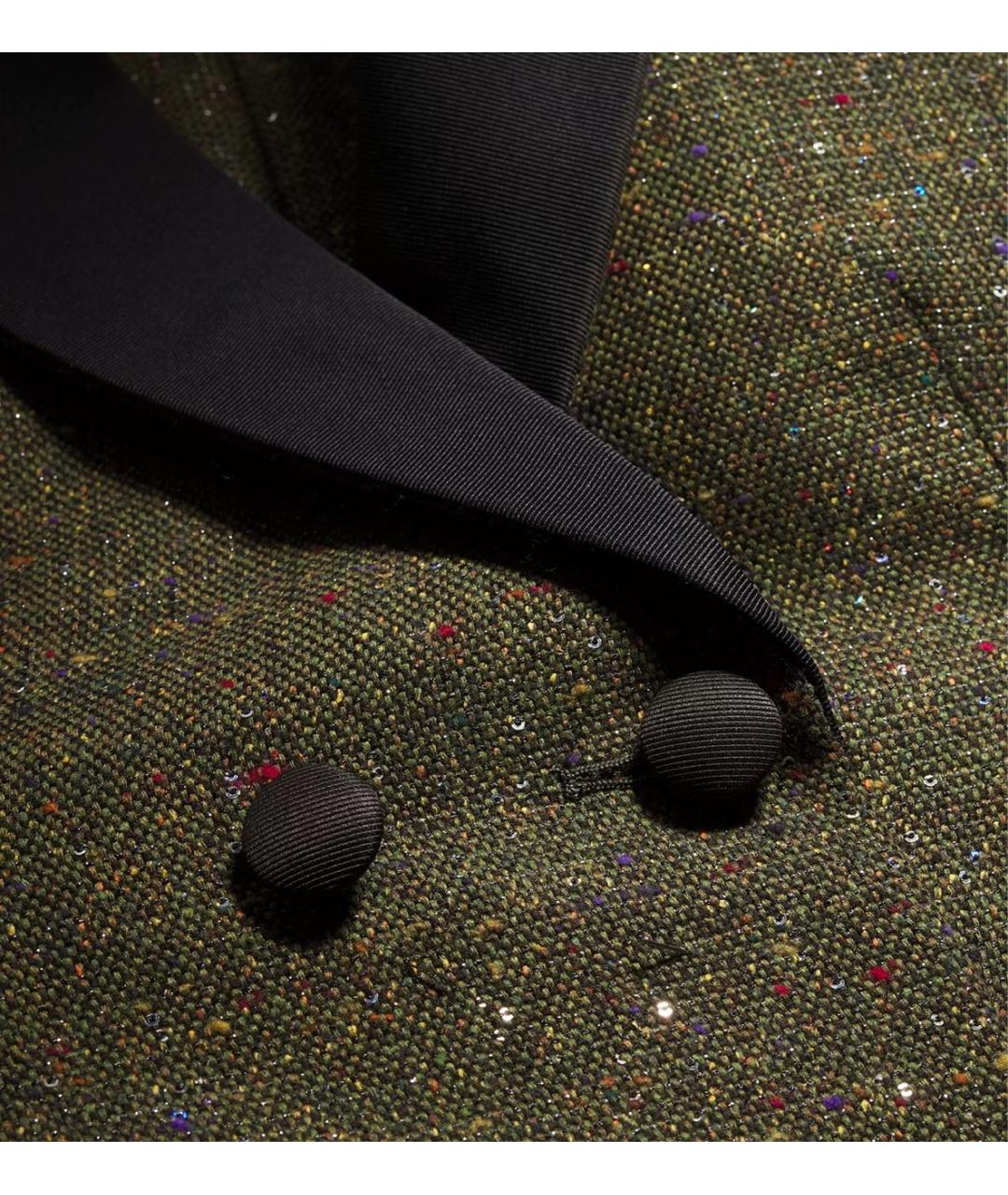 CHRISTIAN DIOR Хаки твидовый жакет/пиджак, фото 2