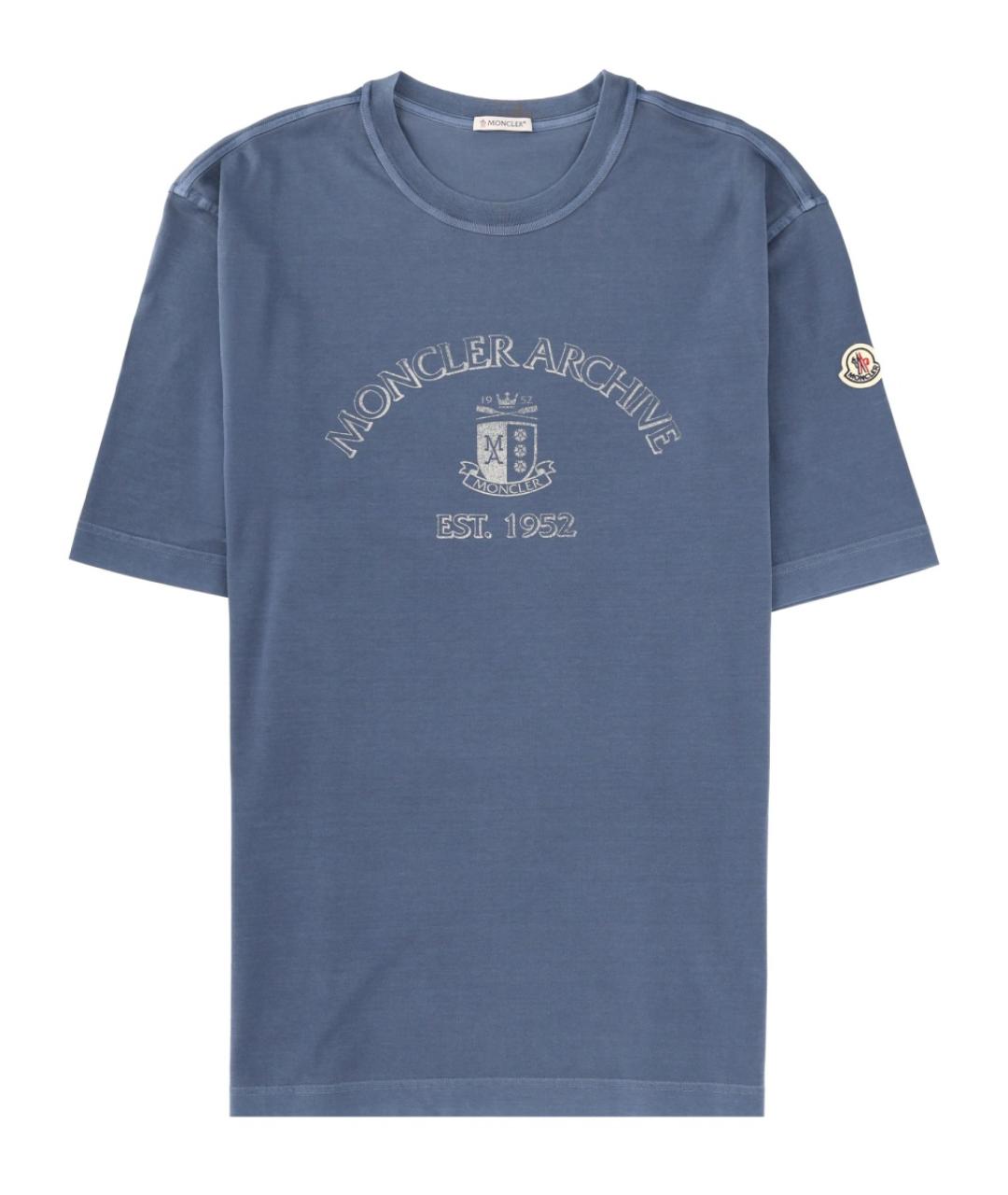 MONCLER Синяя хлопковая футболка, фото 1