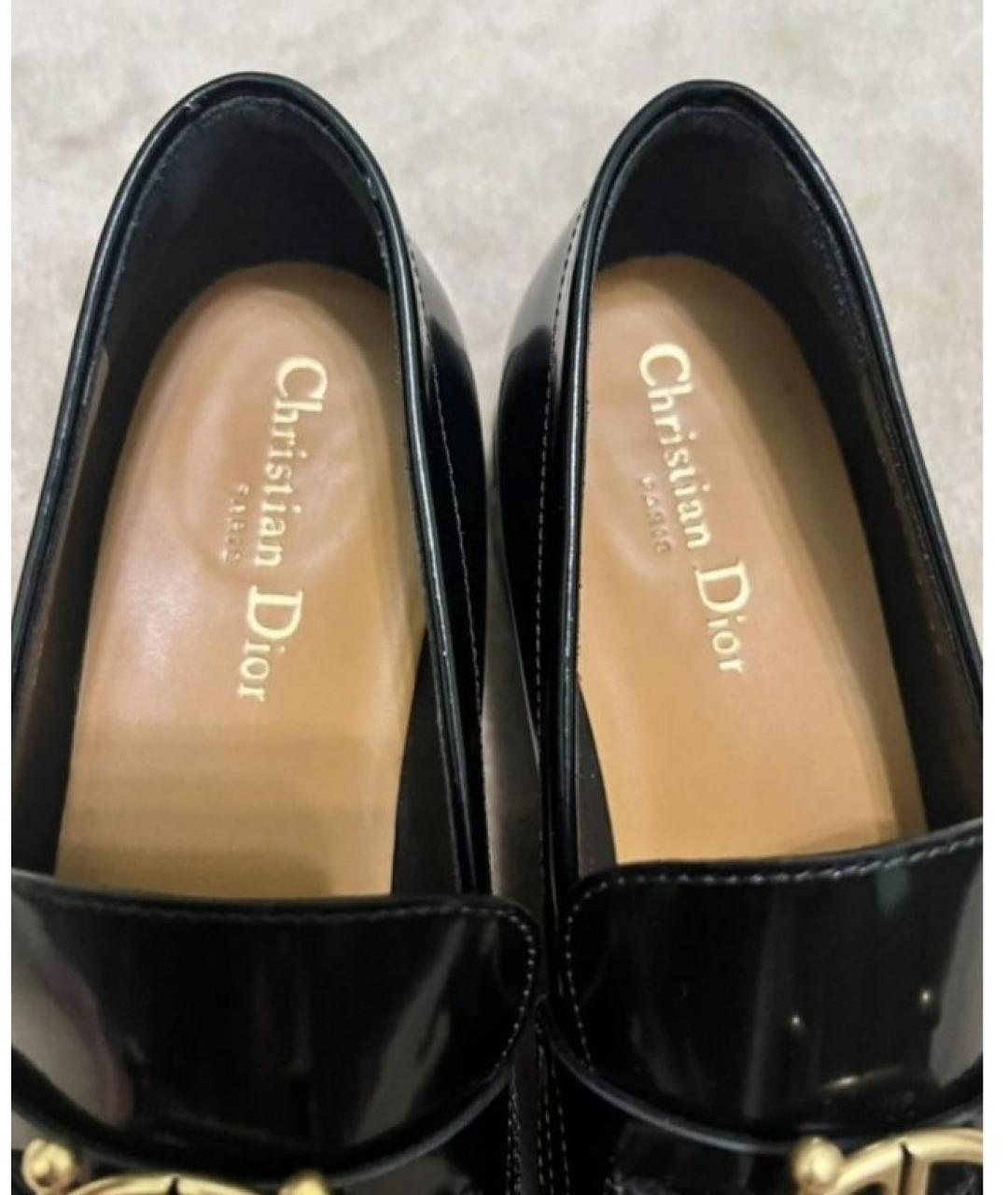 CHRISTIAN DIOR Черные лоферы из лакированной кожи, фото 3