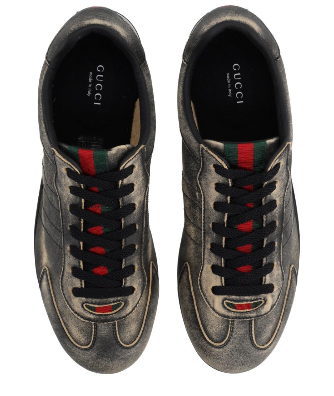 GUCCI Черные кожаные кроссовки, фото 5