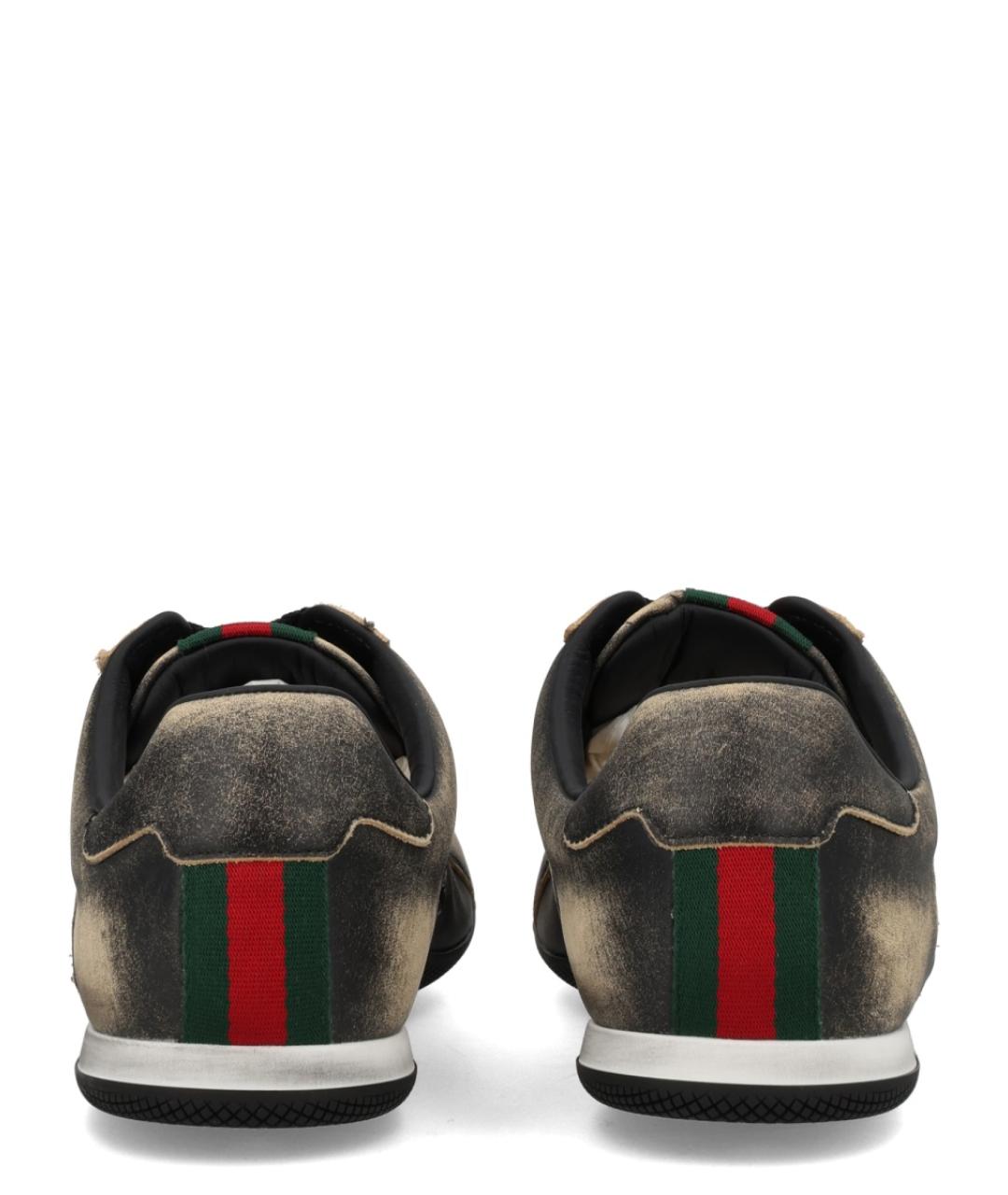 GUCCI Черные кожаные кроссовки, фото 4