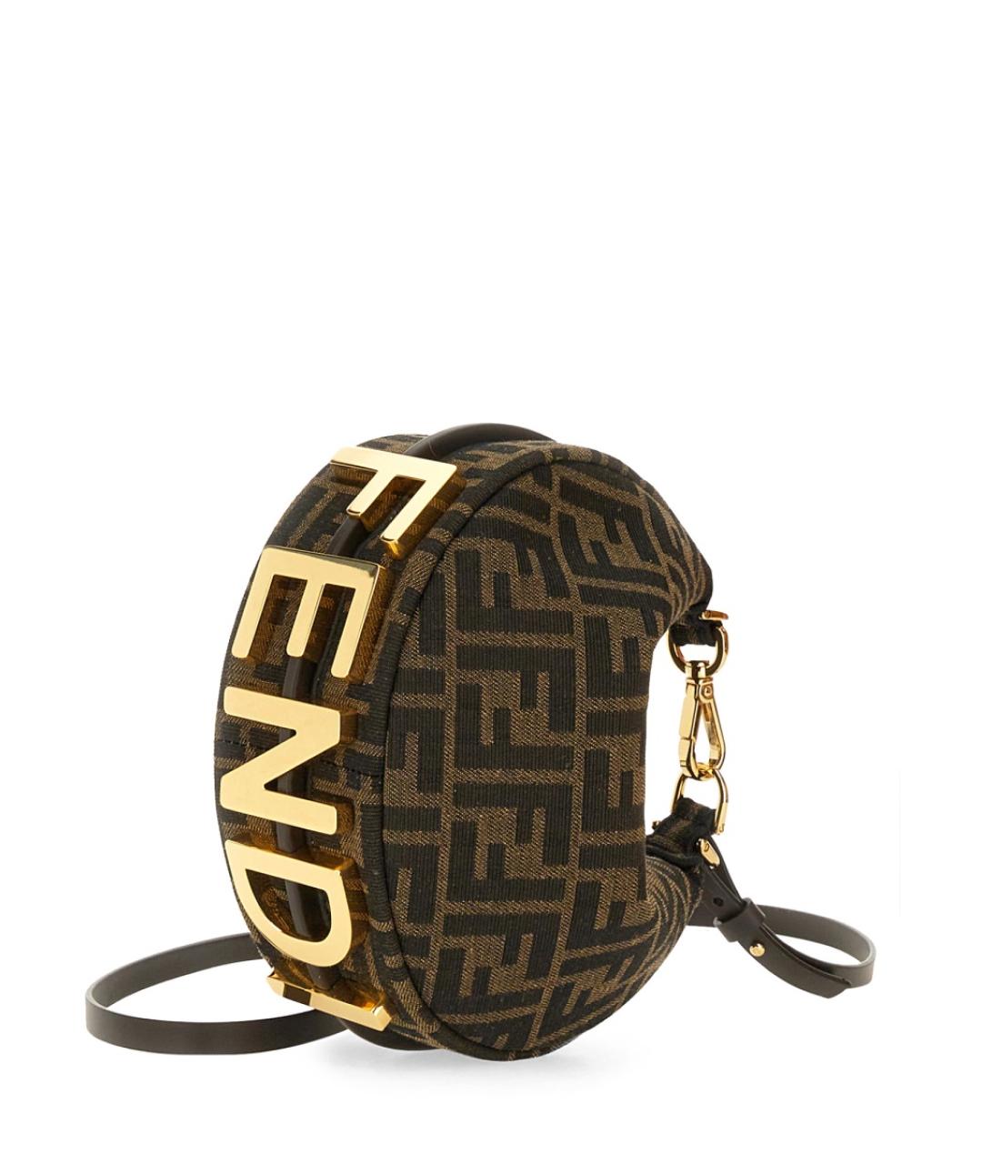 FENDI Коричневая синтетическая сумка через плечо, фото 4