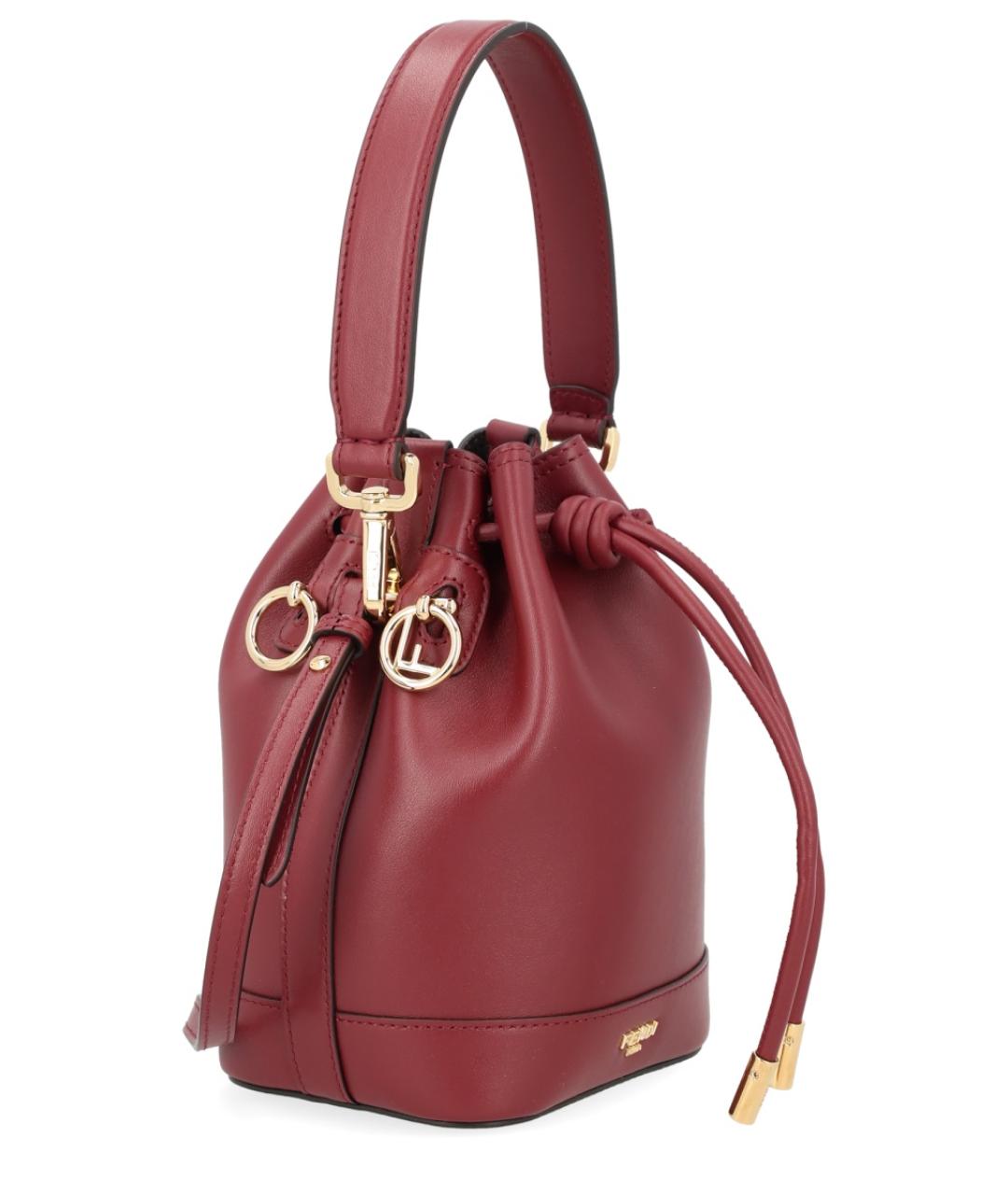 FENDI Бордовая кожаная сумка тоут, фото 3