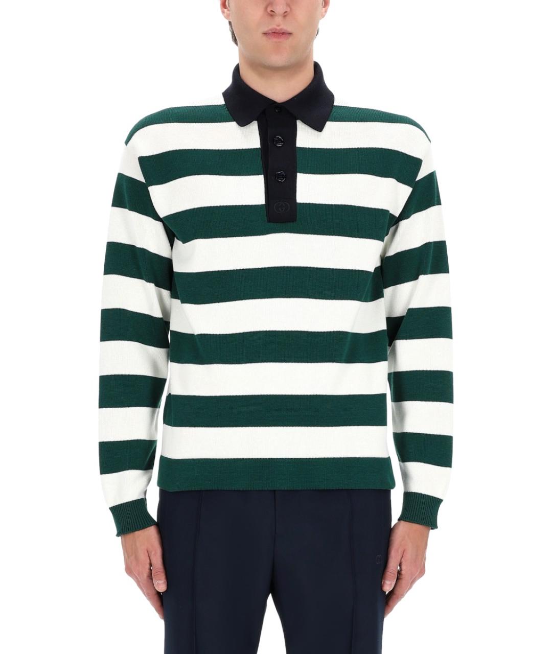 GUCCI Зеленые хлопковое поло с длинным рукавом, фото 4