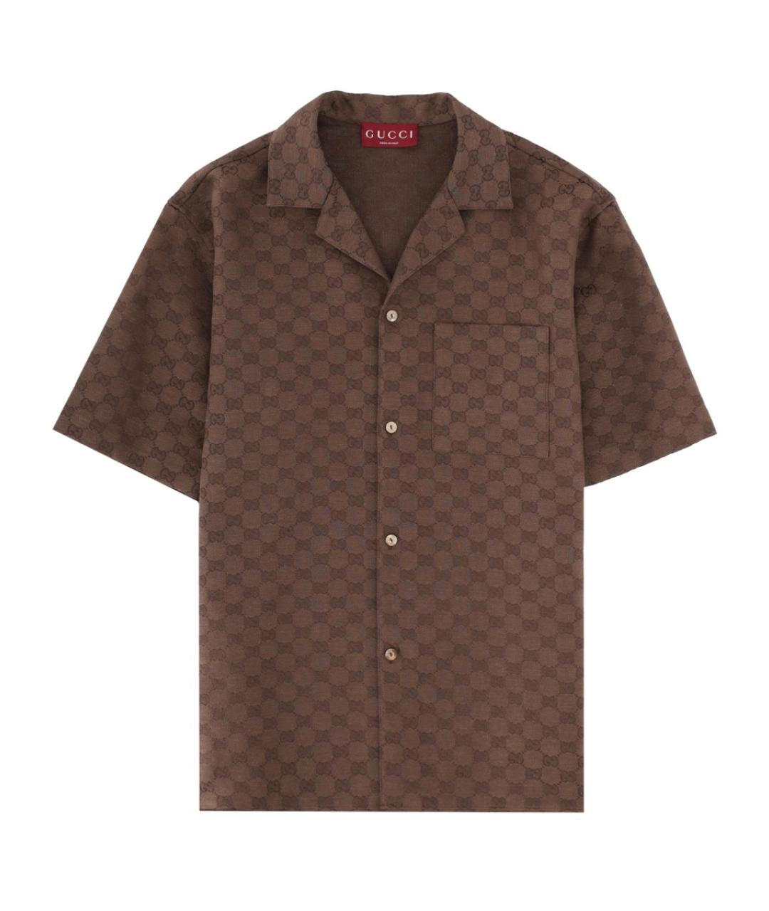 GUCCI Коричневая льняная кэжуал рубашка, фото 1