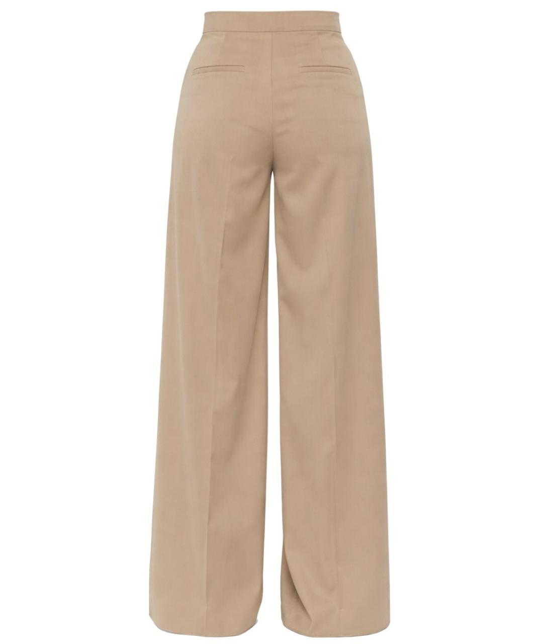MAX MARA Бежевые шерстяные прямые брюки, фото 3