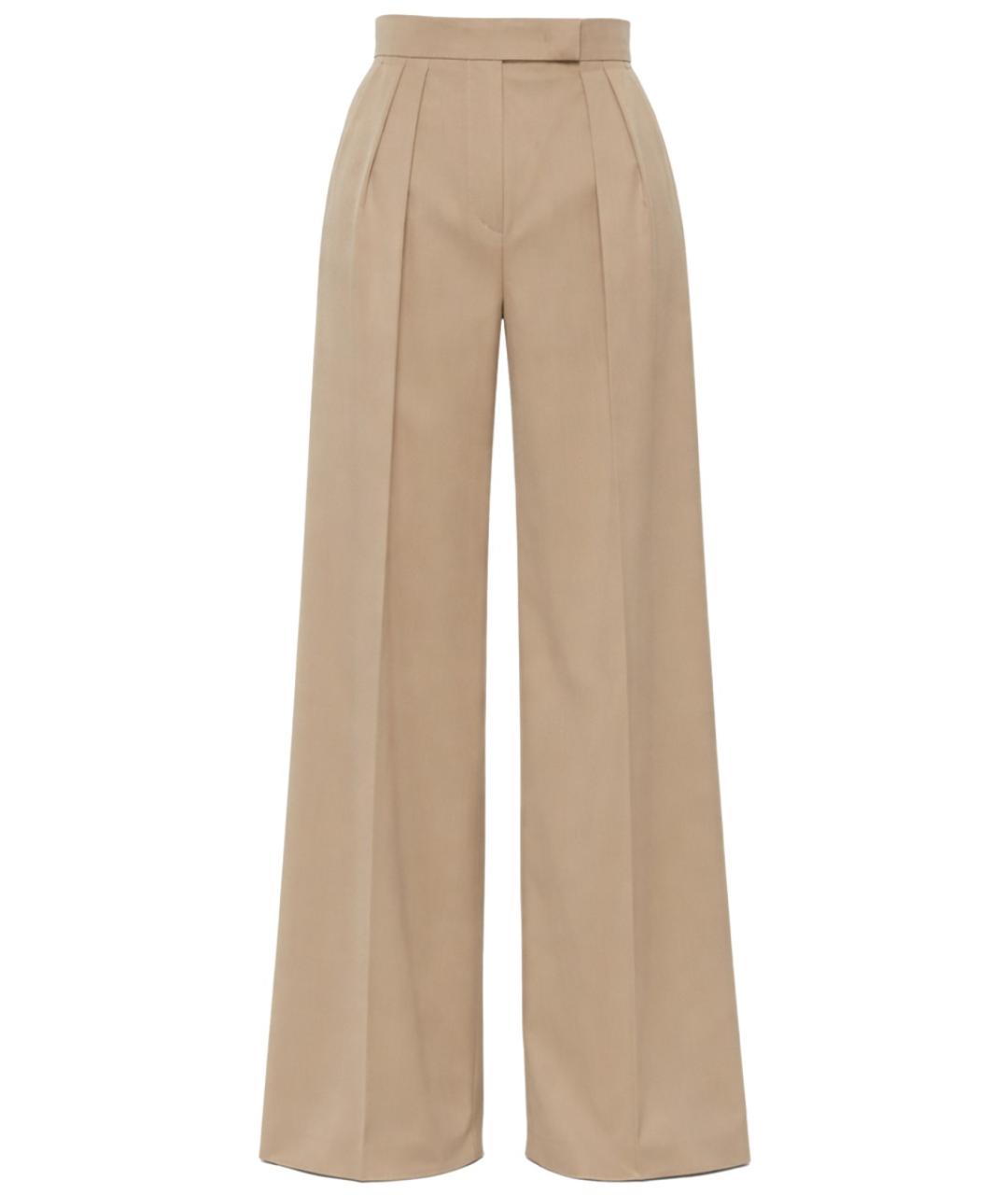 MAX MARA Бежевые шерстяные прямые брюки, фото 1