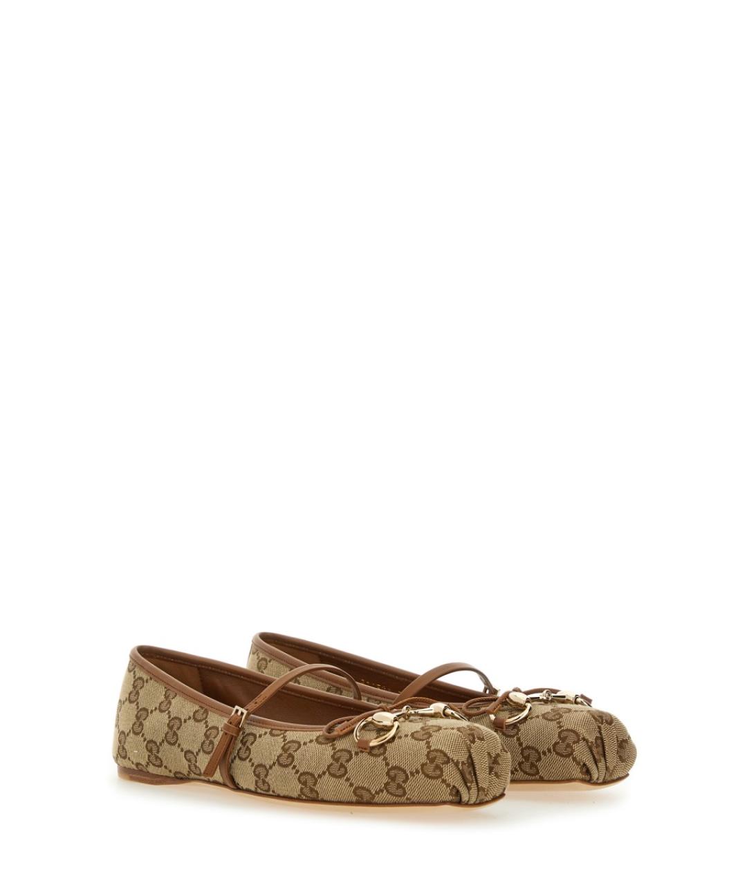 GUCCI Бежевые синтетические балетки, фото 2