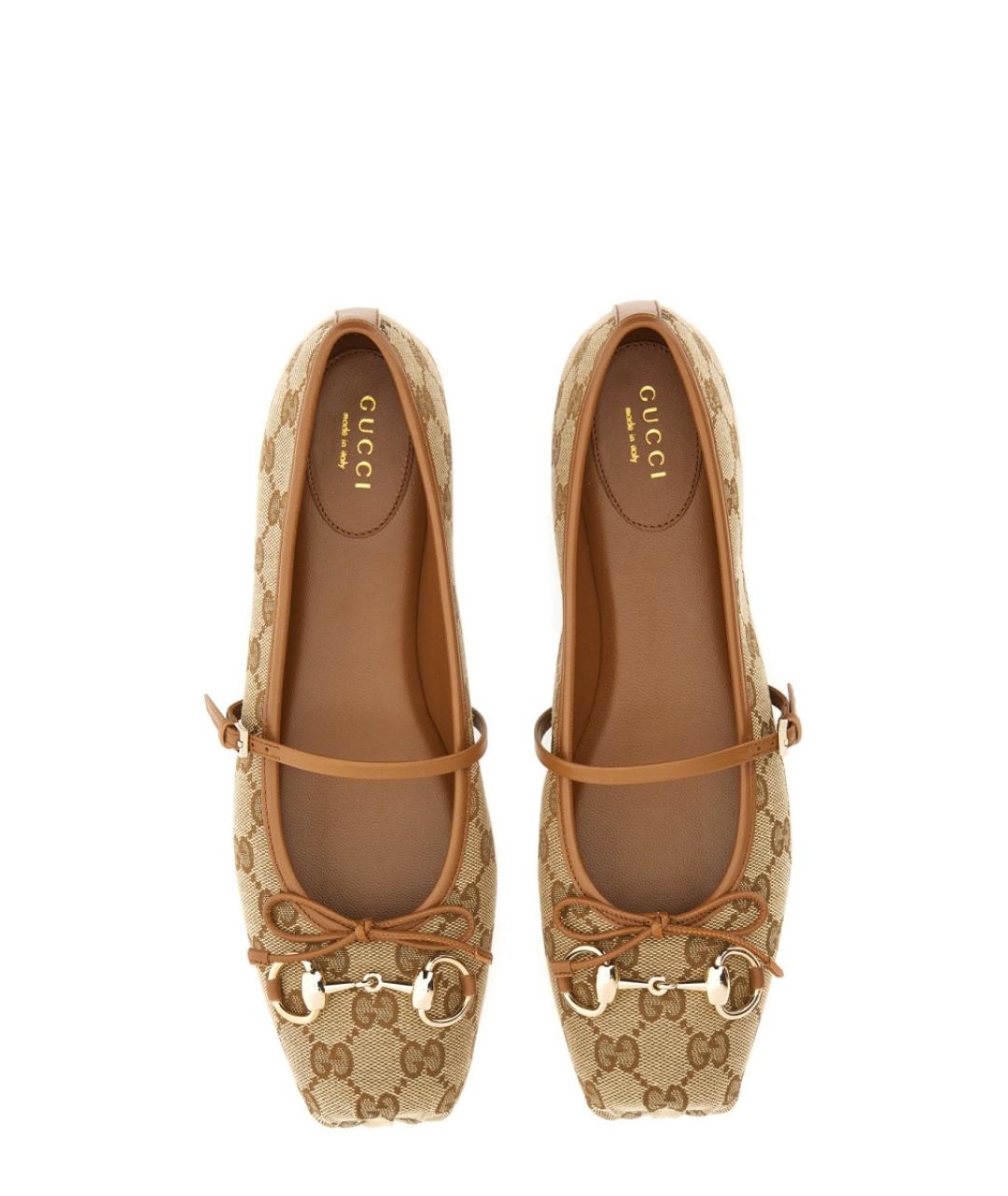 GUCCI Бежевые синтетические балетки, фото 6