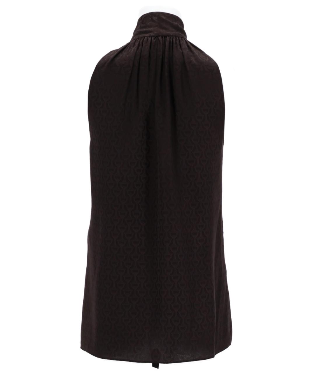 GUCCI Коричневая шелковая блузы, фото 2