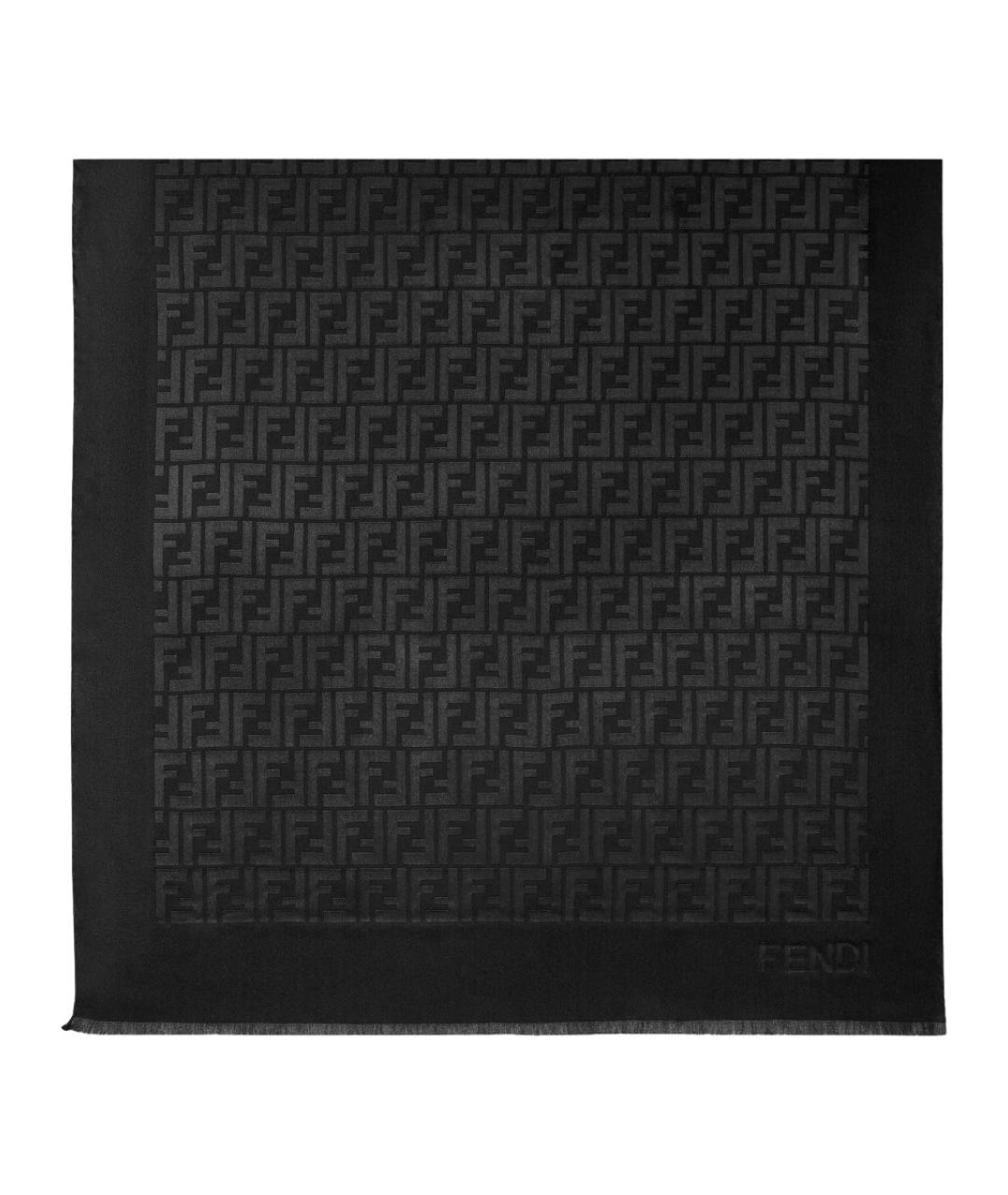 FENDI Черный шелковый платок, фото 1