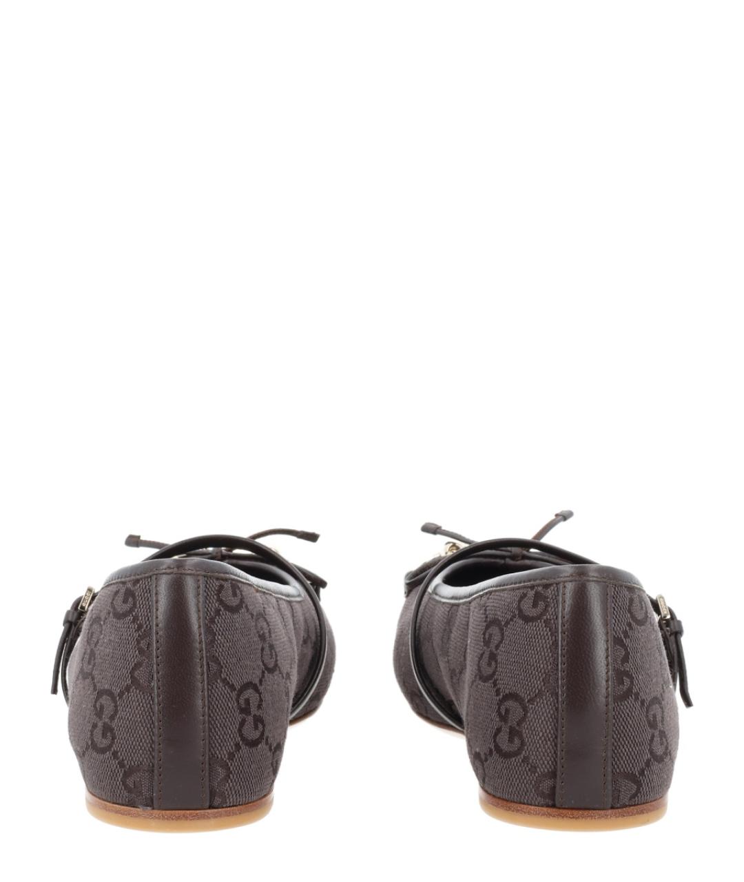 GUCCI Коричневые текстильные балетки, фото 4