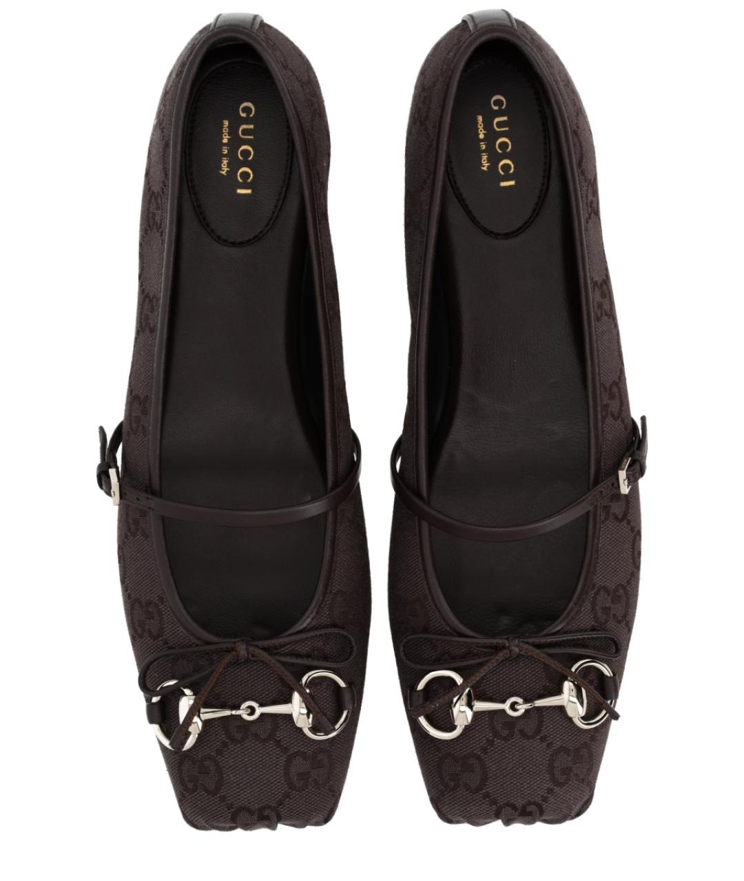 GUCCI Коричневые текстильные балетки, фото 5