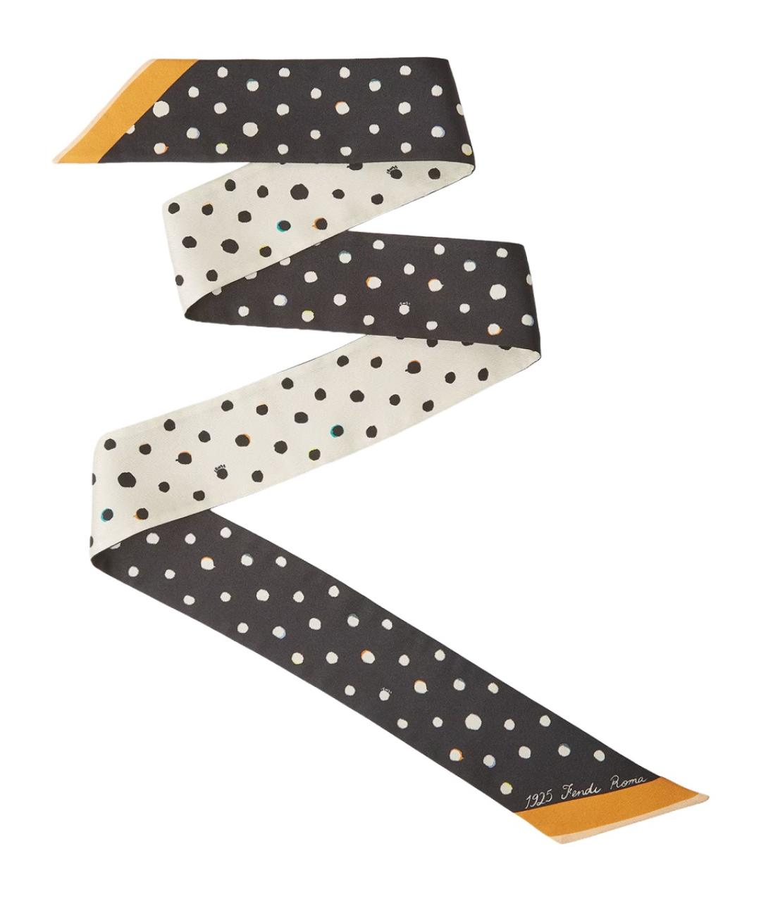 FENDI Черный шелковый шарф, фото 1