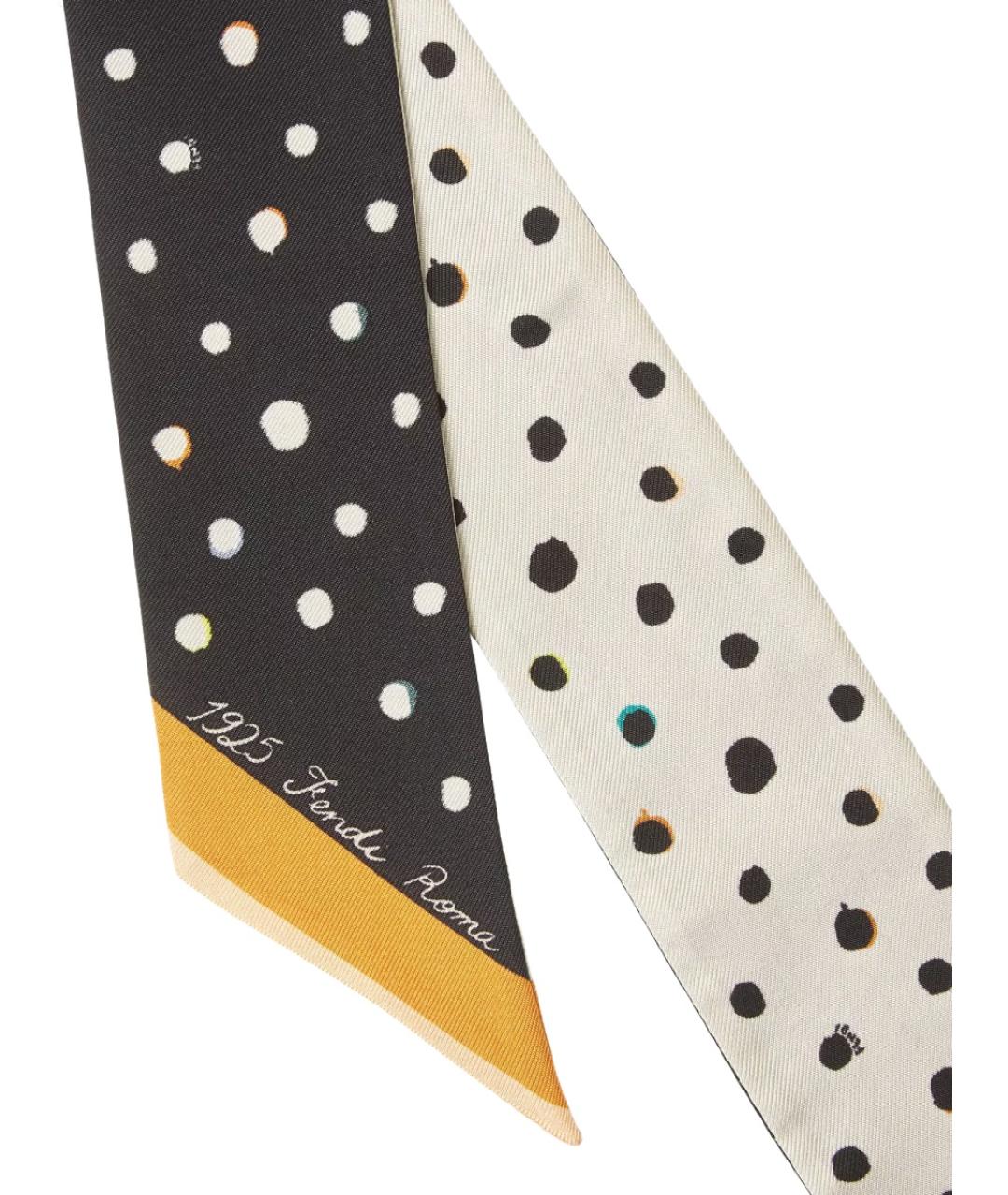 FENDI Черный шелковый шарф, фото 2