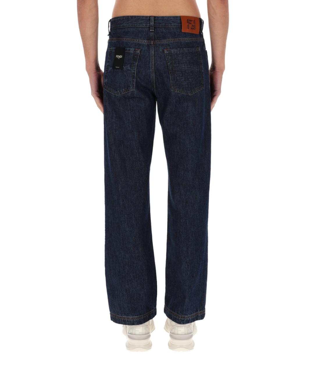 FENDI Синие хлопковые прямые джинсы, фото 5
