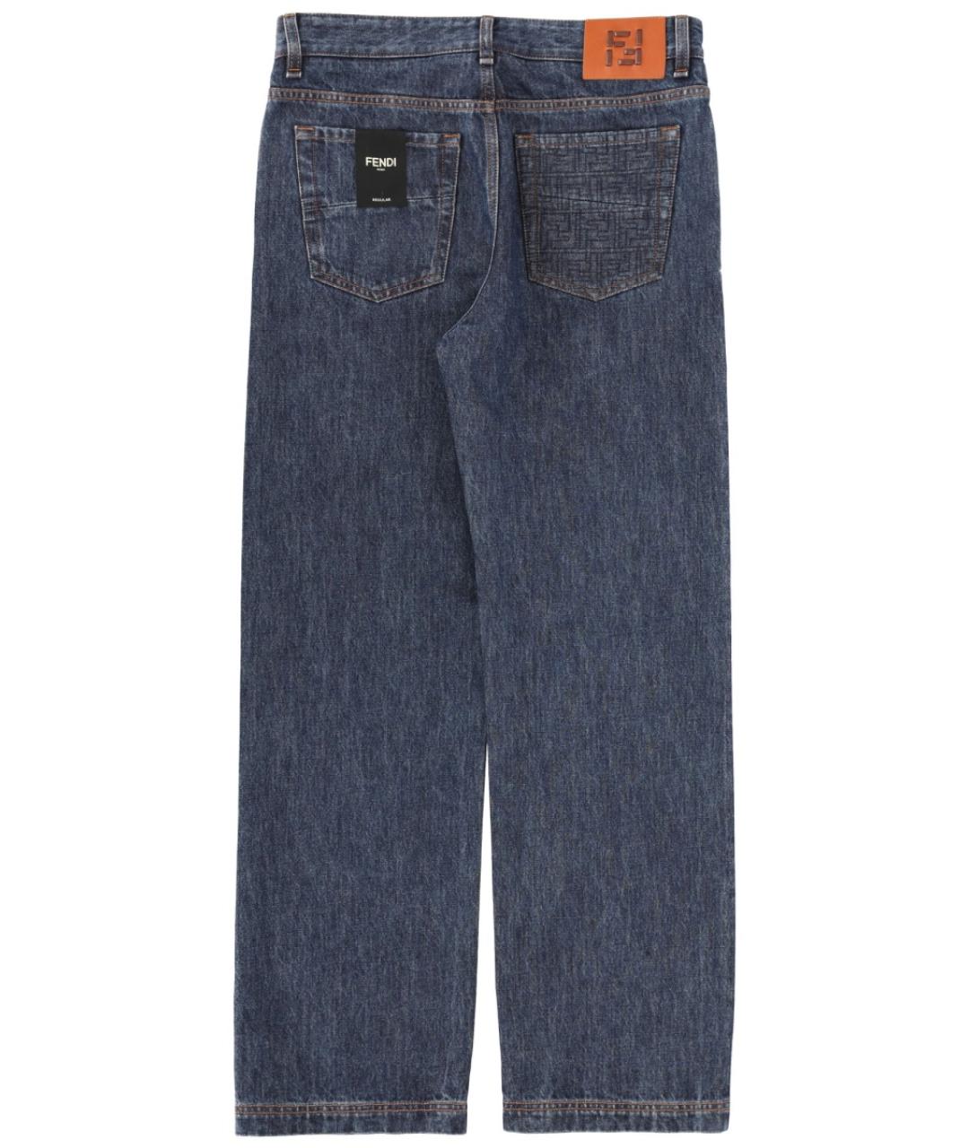 FENDI Синие хлопковые прямые джинсы, фото 2