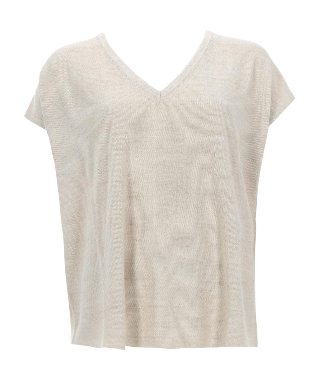 FABIANA FILIPPI Бежевая хлопковая футболка, фото 1