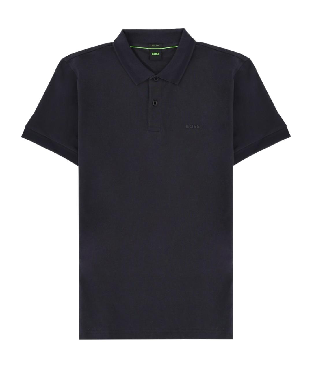HUGO BOSS Синее хлопковое поло с коротким рукавом, фото 1