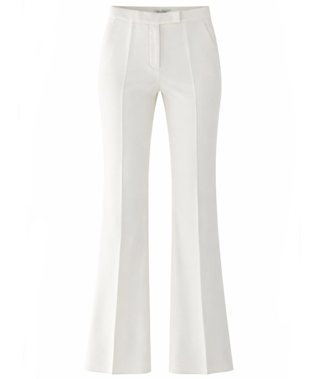 MAX MARA Белые хлопковые прямые брюки, фото 1