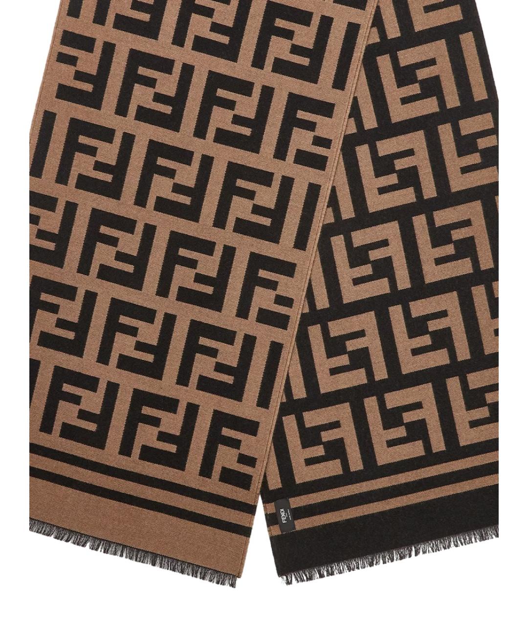 FENDI Бежевый шерстяной шарф, фото 2