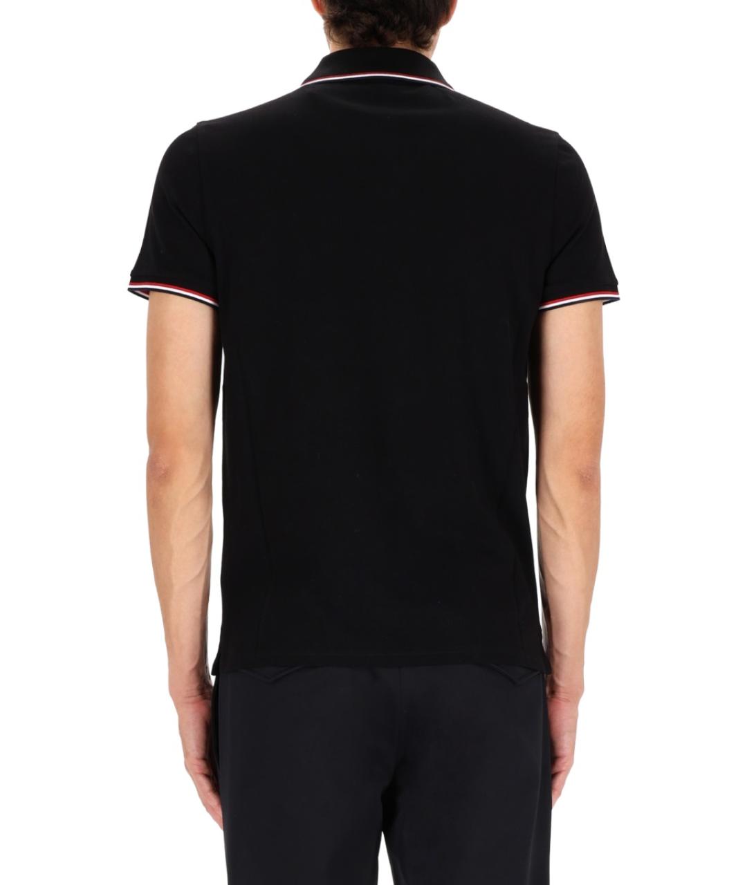 MONCLER Черное поло с коротким рукавом, фото 3