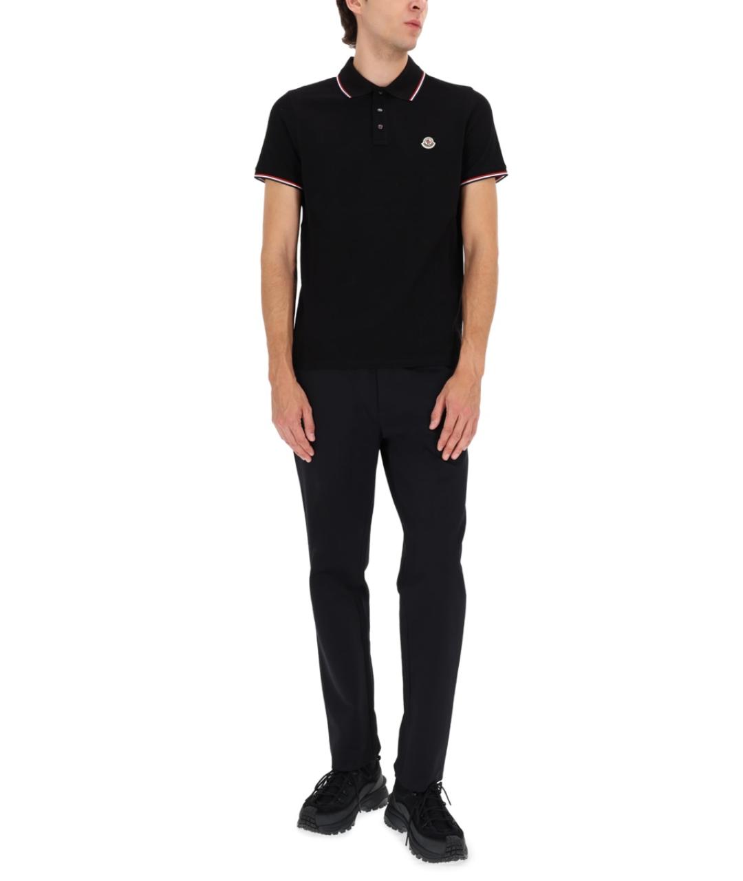 MONCLER Черное поло с коротким рукавом, фото 2