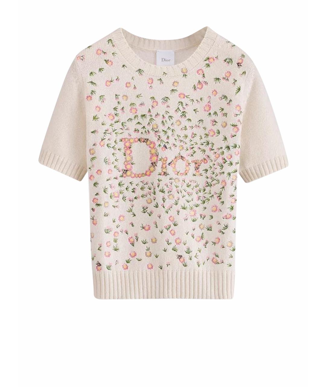 CHRISTIAN DIOR Бежевая кашемировая футболка, фото 1