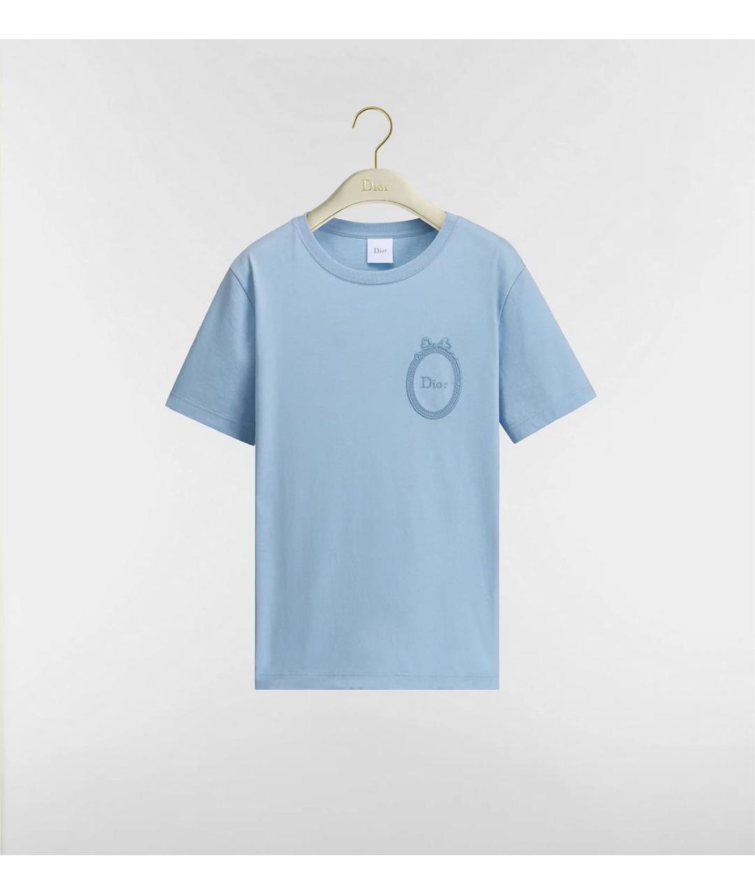 CHRISTIAN DIOR Голубая хлопковая футболка, фото 3