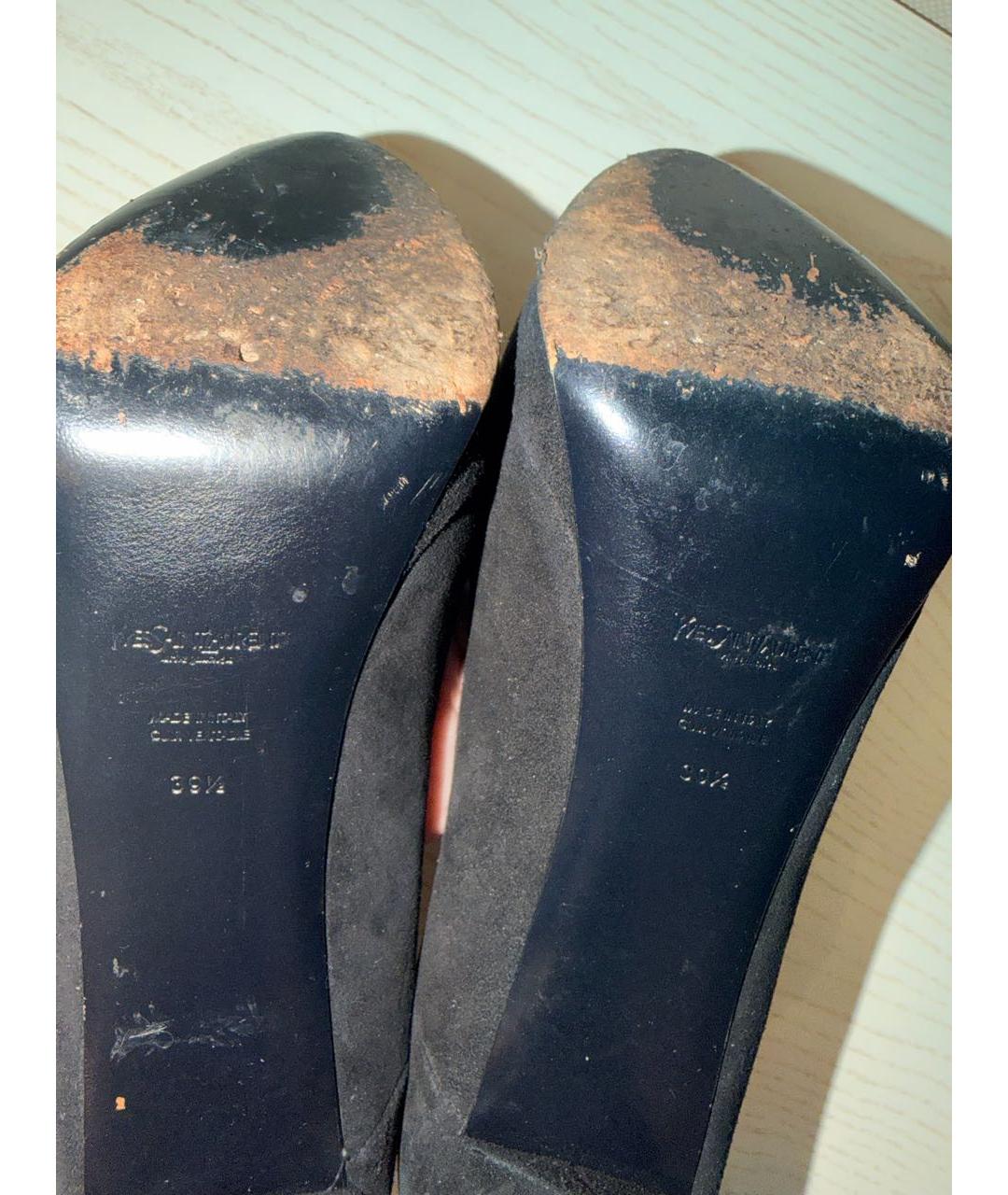 SAINT LAURENT Черные замшевые туфли, фото 5