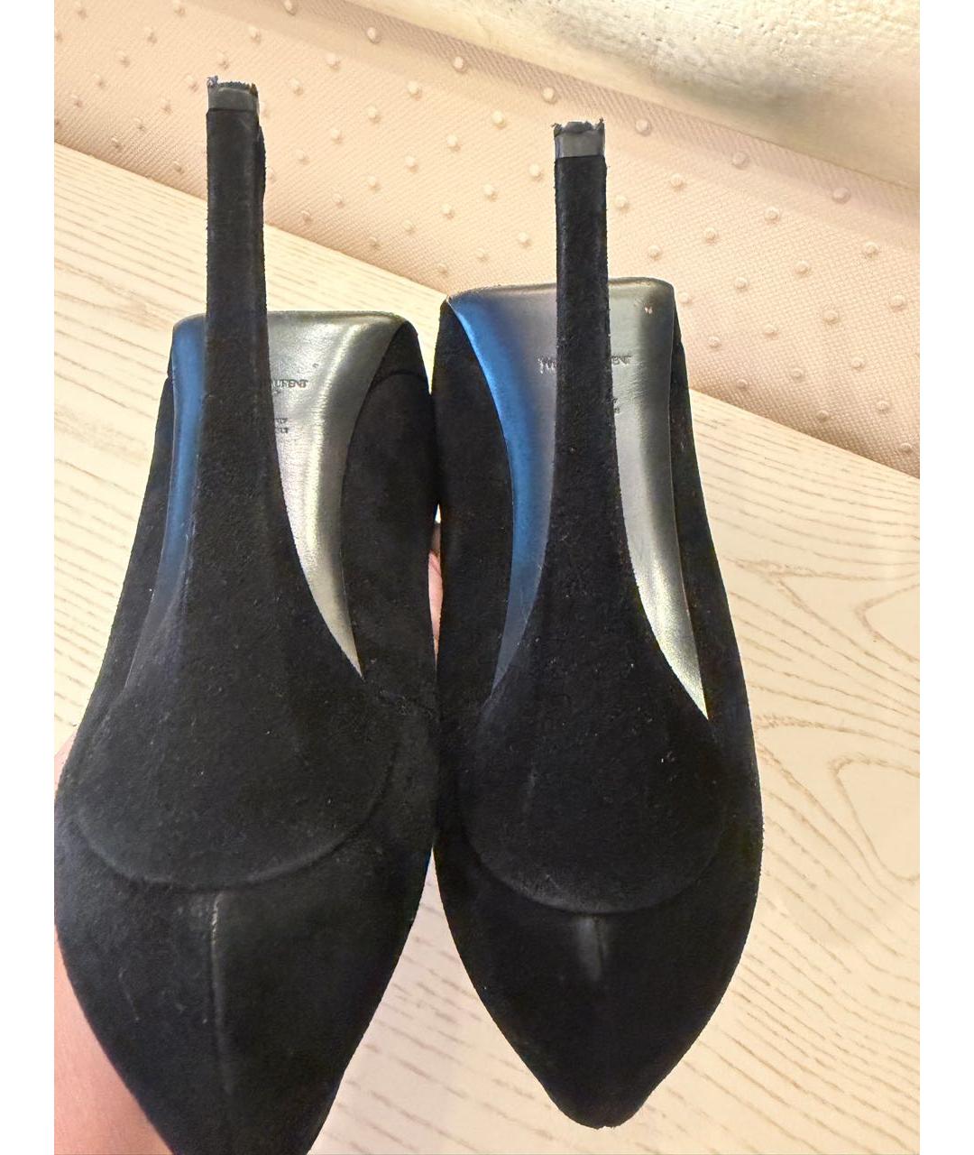 SAINT LAURENT Черные замшевые туфли, фото 4