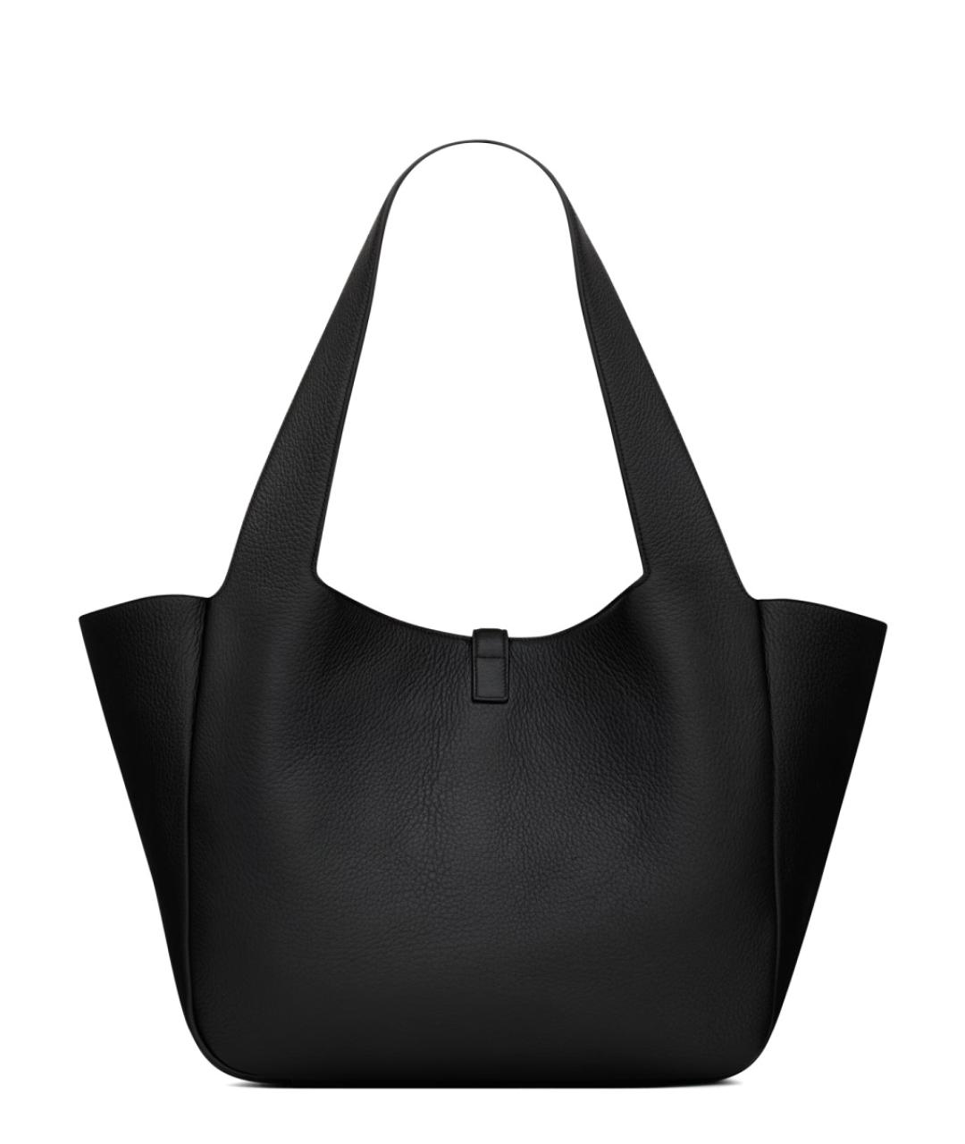 SAINT LAURENT Черная кожаная сумка тоут, фото 4