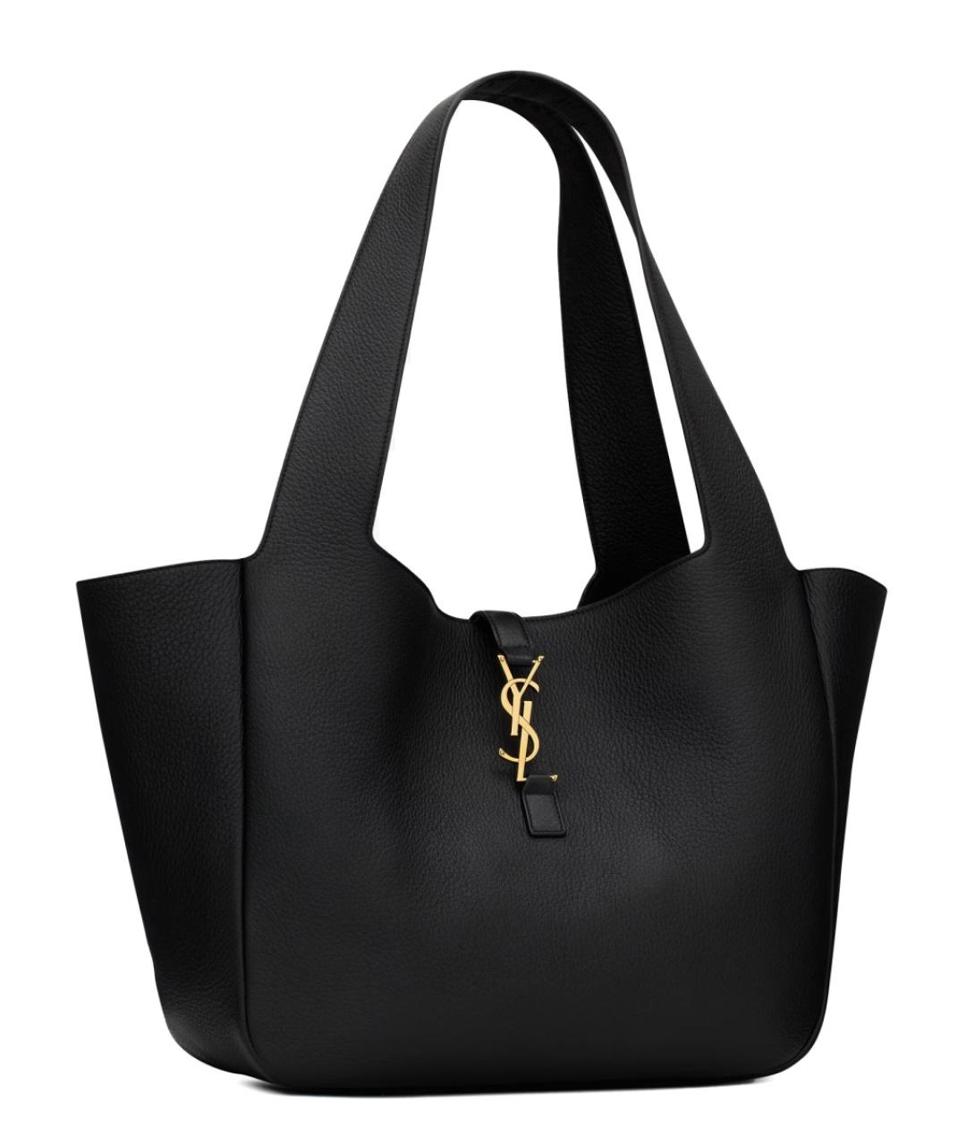 SAINT LAURENT Черная кожаная сумка тоут, фото 2